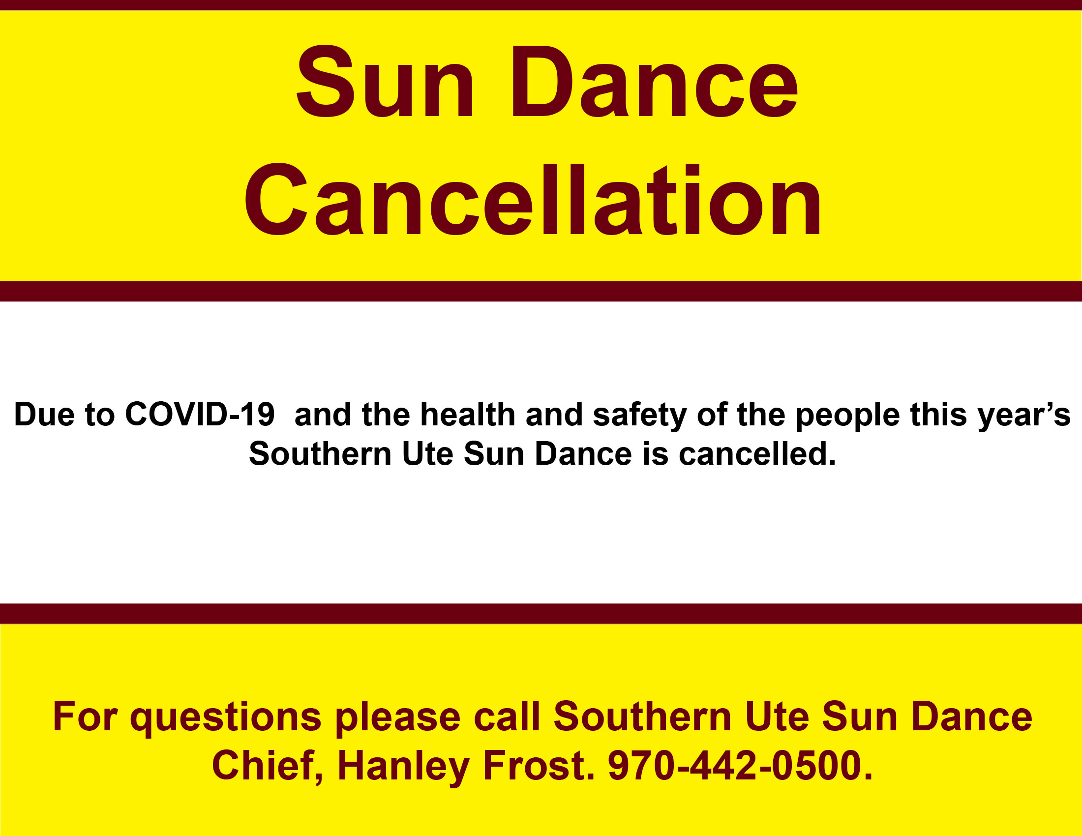 Sun Dance 2020 Cancelled