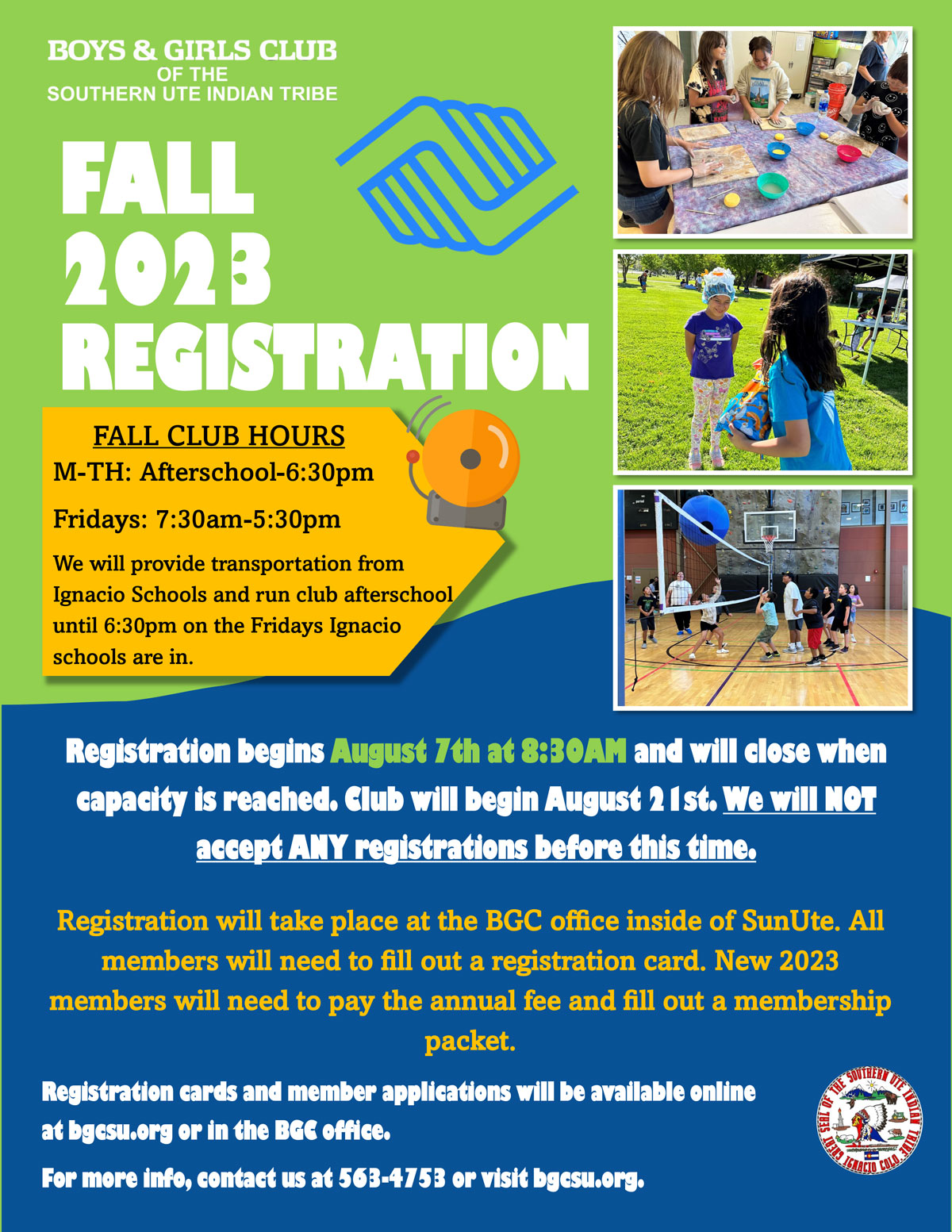 Boys & Girls Club 2023 Fall Registration Southern Ute Indian Tribe