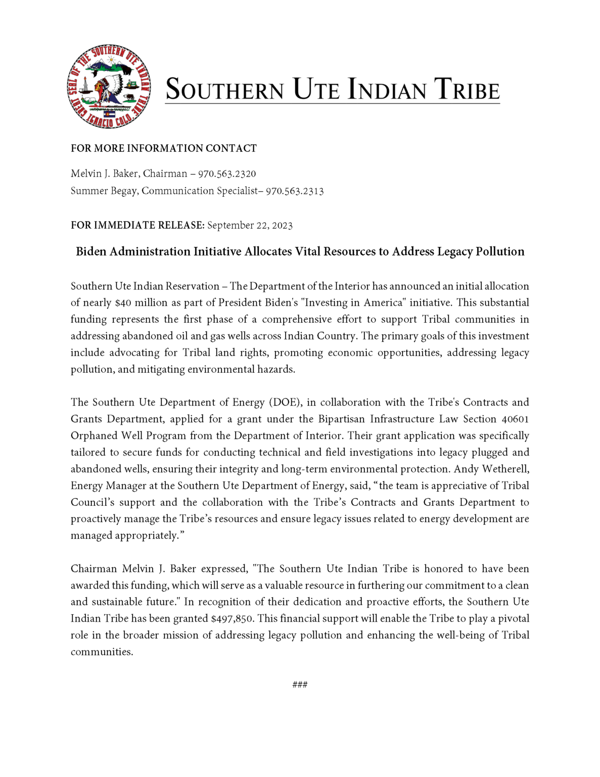 For Immediate Release Biden Administration Initiative Allocates Vital Resources to Address