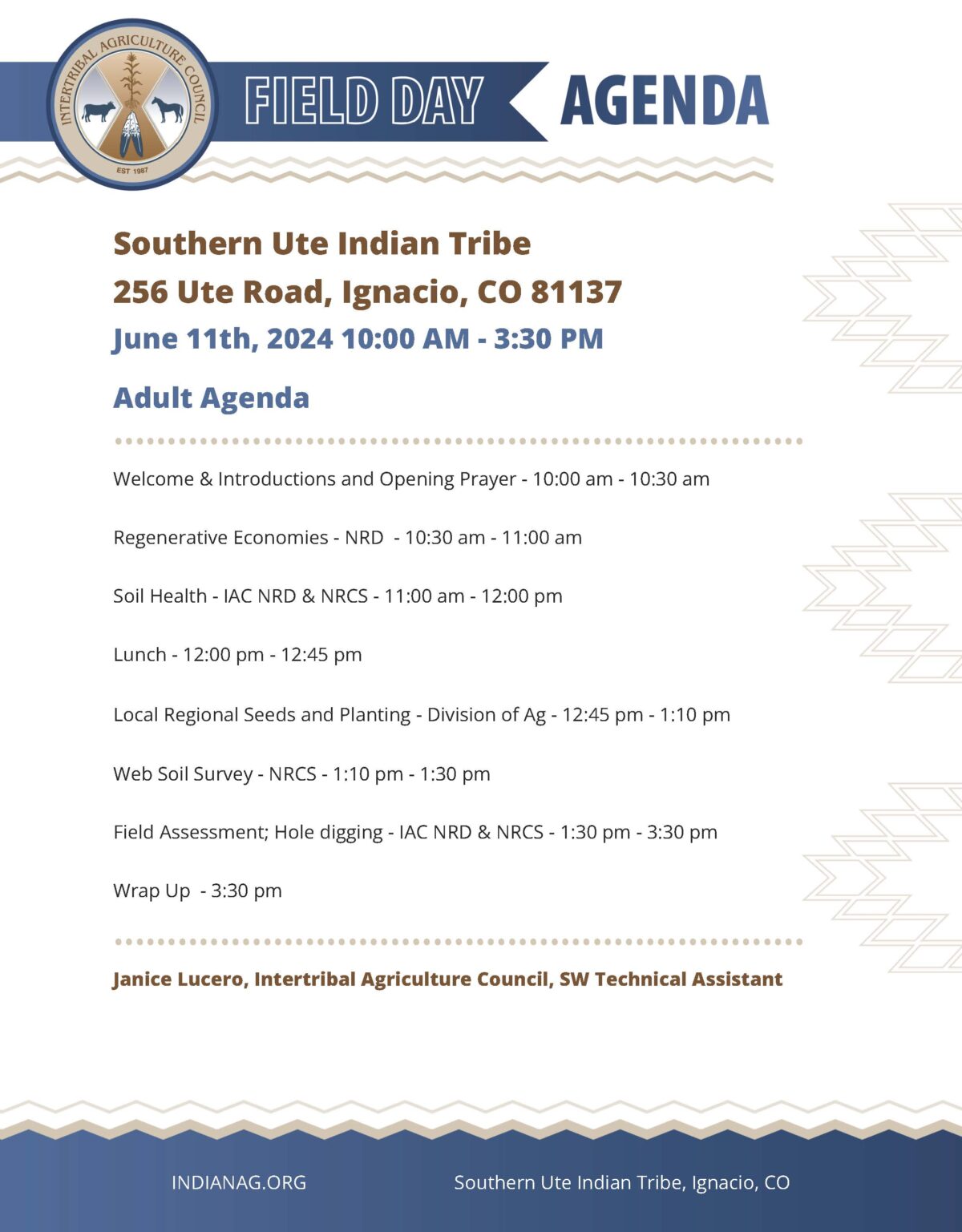 Adult_ Southern Ute Agenda_ 2024 IAC Field Day Southern Ute Indian Tribe